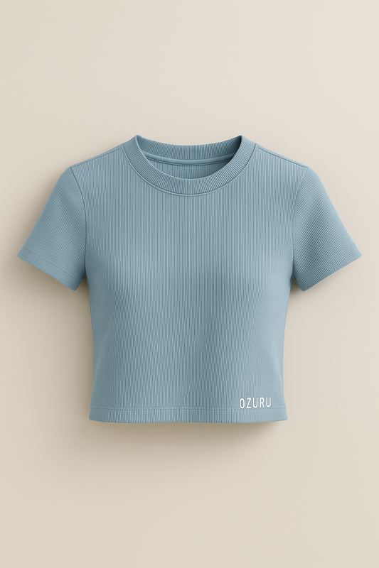 Powder Blue Top / Ribbed Top / Casual Wear