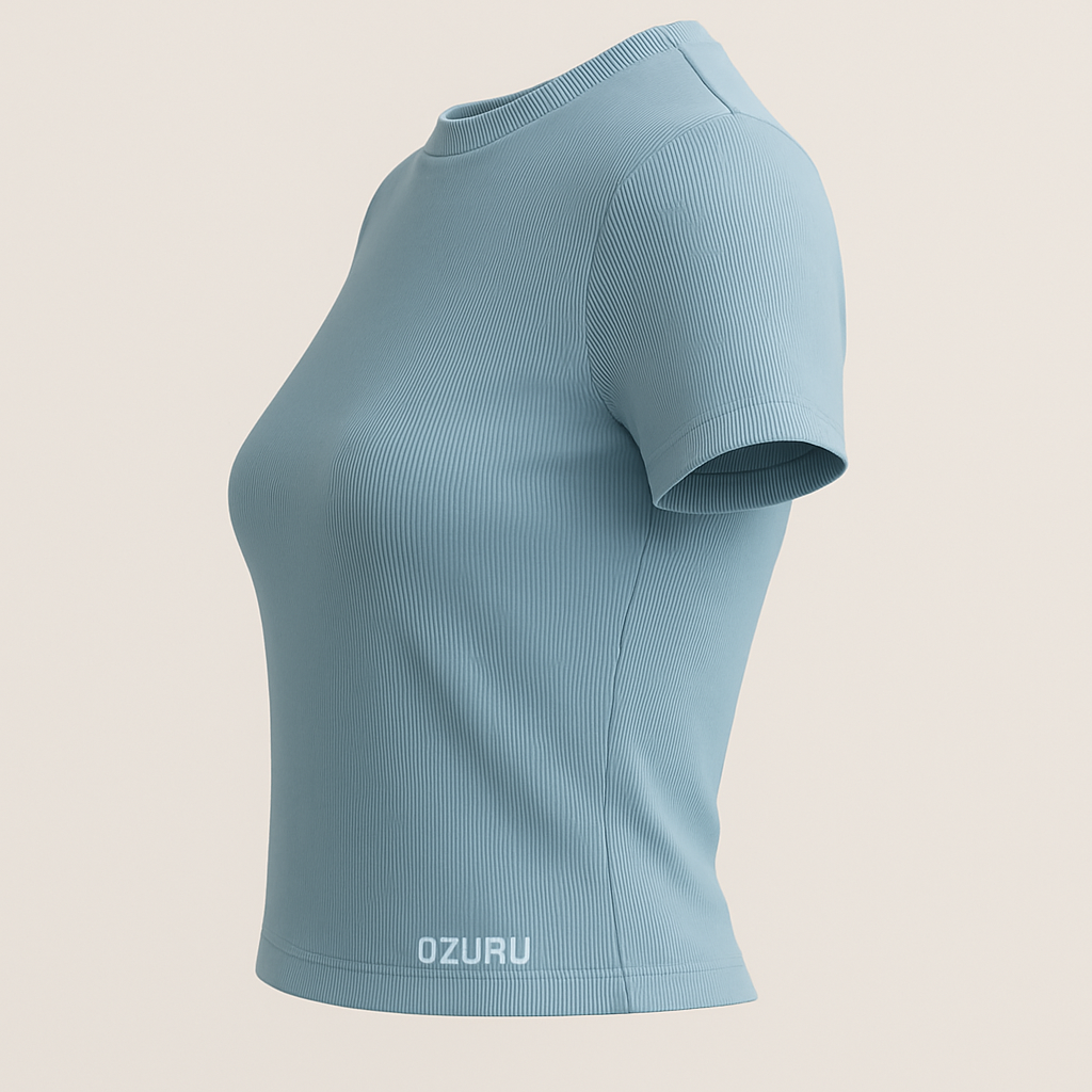 Powder Blue Top / Ribbed Top / Casual Wear